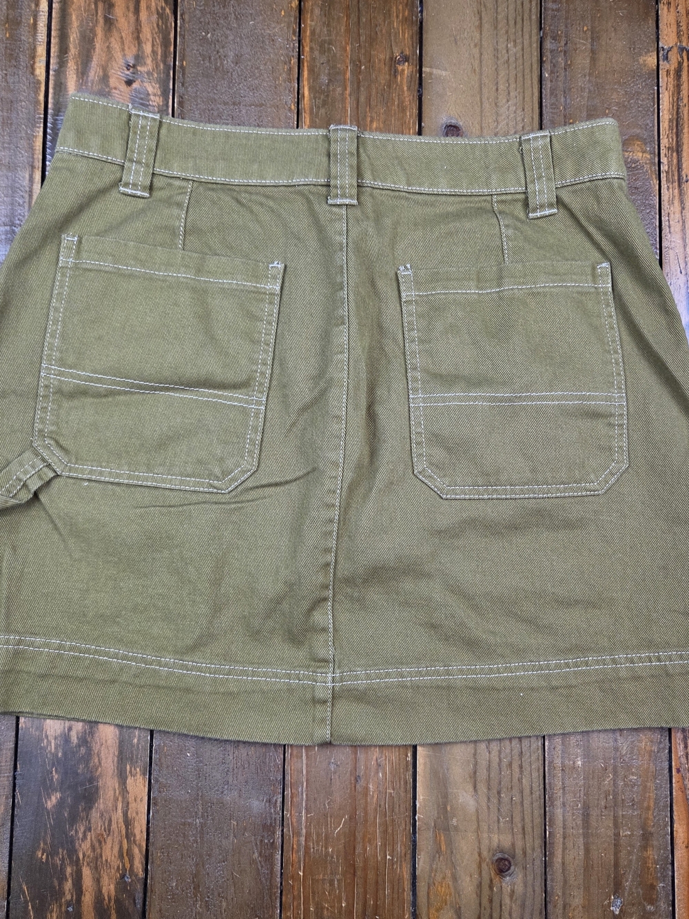 Old Navy Olive Green Denim Mini Skirt Size 8 - Picture 3 of 6